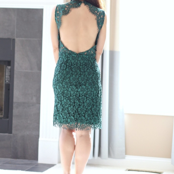 Emerald green lace dress sandro paris - Picture 2 of 5